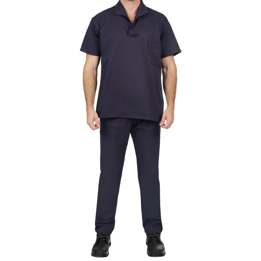 Conjunto Brim Uniforme Profissional Manga Curta Azul Marinho