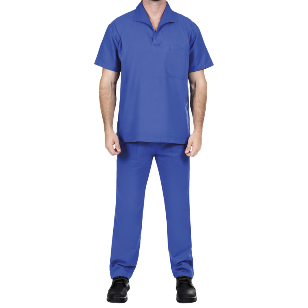 Conjunto Brim Uniforme Profissional Manga Curta Azul Royal