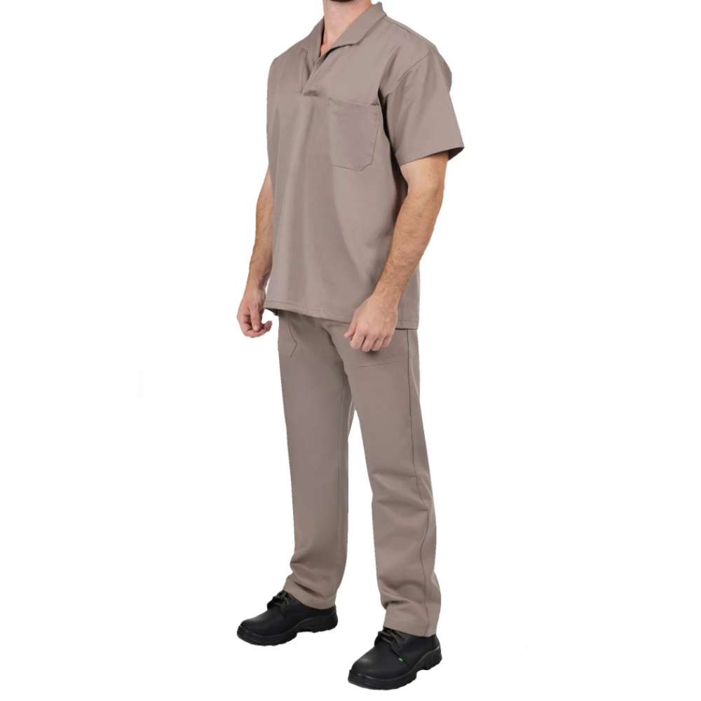 Conjunto Brim Uniforme Profissional Manga Curta Cinza - Imagem 2