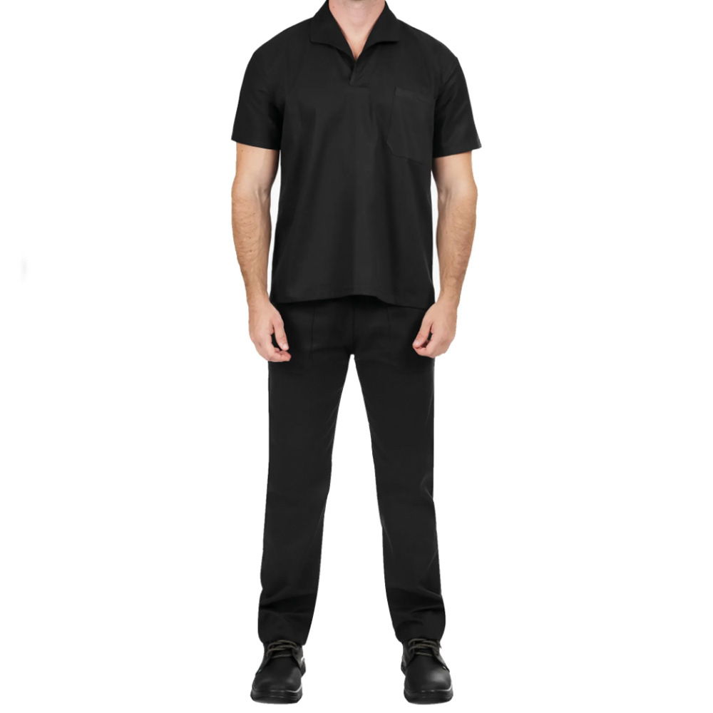 Conjunto Brim Uniforme Profissional Manga Curta Preta