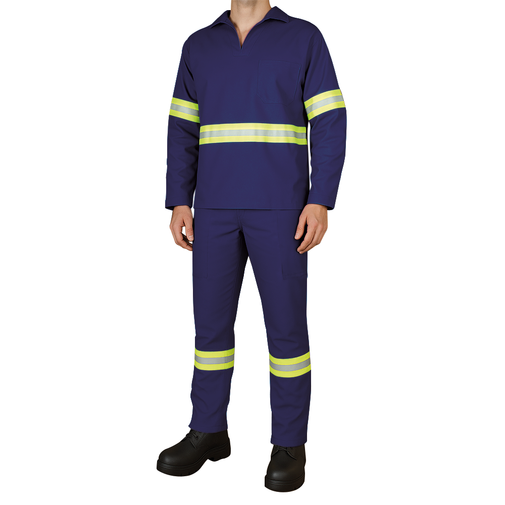 Conjunto Brim Refletiva Manga Longa Azul Marinho