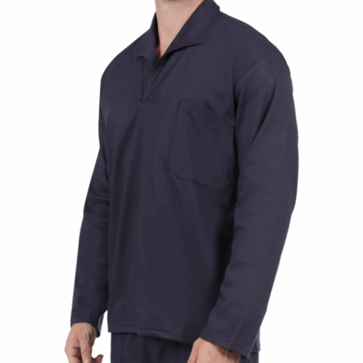 Camisa Brim Manga Longa Uniforme Profissional Azul Marinho