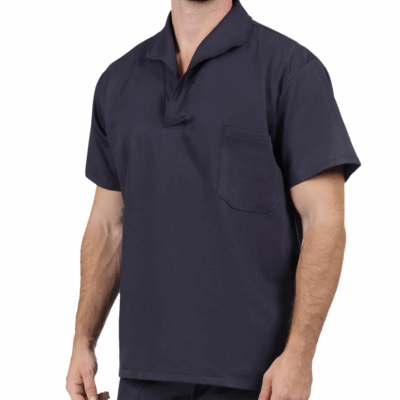 Camisa Brim Manga Curta Uniforme Profissional Azul Marinho
