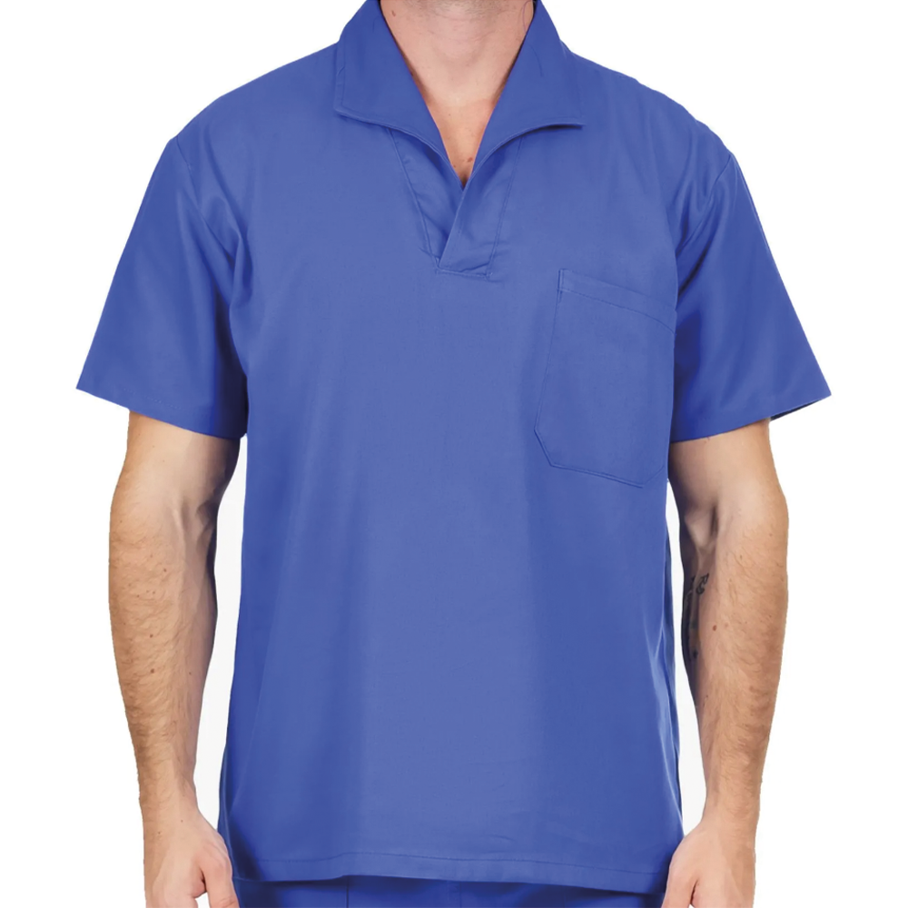 Camisa Brim Manga Curta Uniforme Profissional Azul Royal