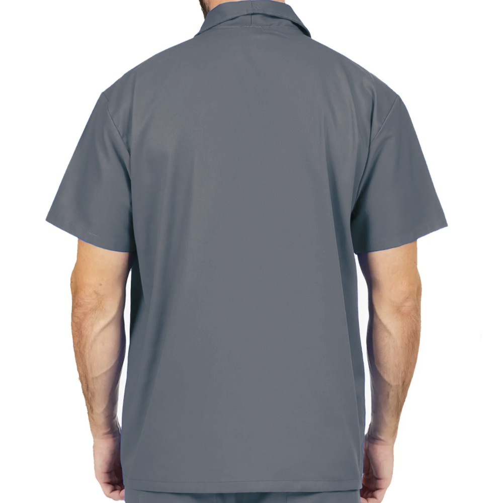 Camisa Brim Manga Curta Uniforme Profissional Cinza - Imagem 3