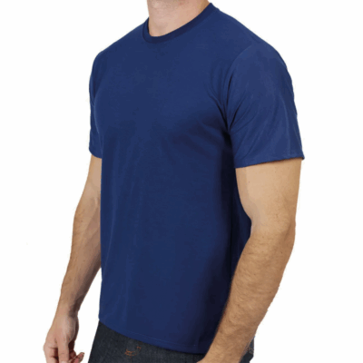 Camiseta Azul Marinho Malha PV Manga Curta Gola Redonda