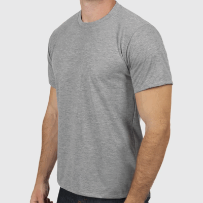 Camiseta Cinza Mescla Malha PV Manga Curta Gola Redonda