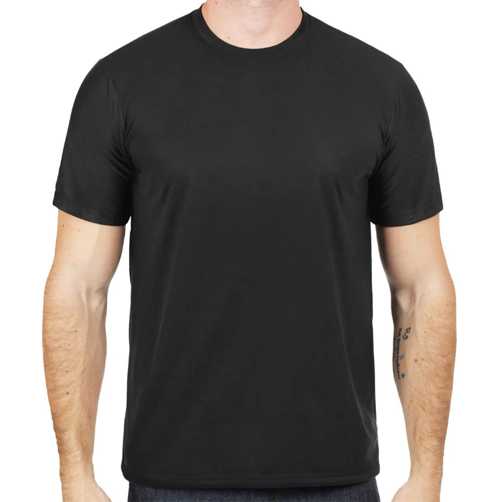 Camiseta Preta Malha PV Manga Curta Gola Redonda