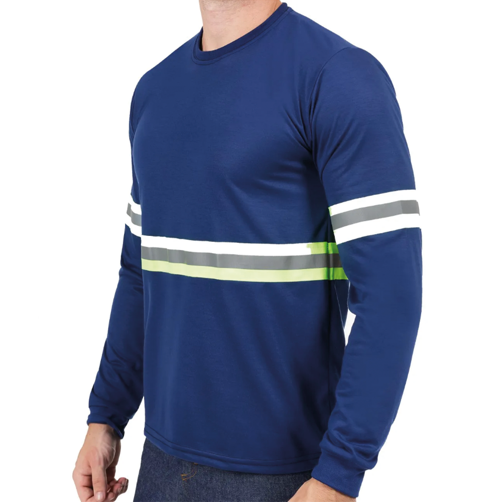 Camiseta Refletiva Azul Marinho Malha PV Manga Longa Gola Redonda - Imagem 2