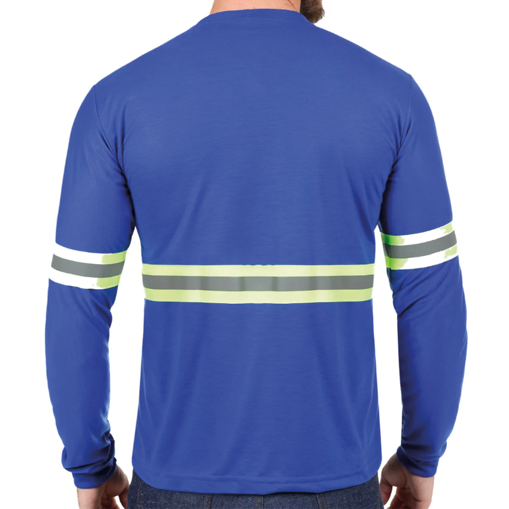 Camiseta Refletiva Azul Royal Malha PV Manga Longa Gola Redonda - Imagem 3