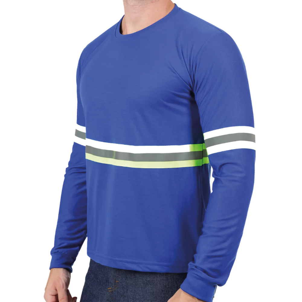 Camiseta Refletiva Azul Royal Malha PV Manga Longa Gola Redonda - Imagem 2