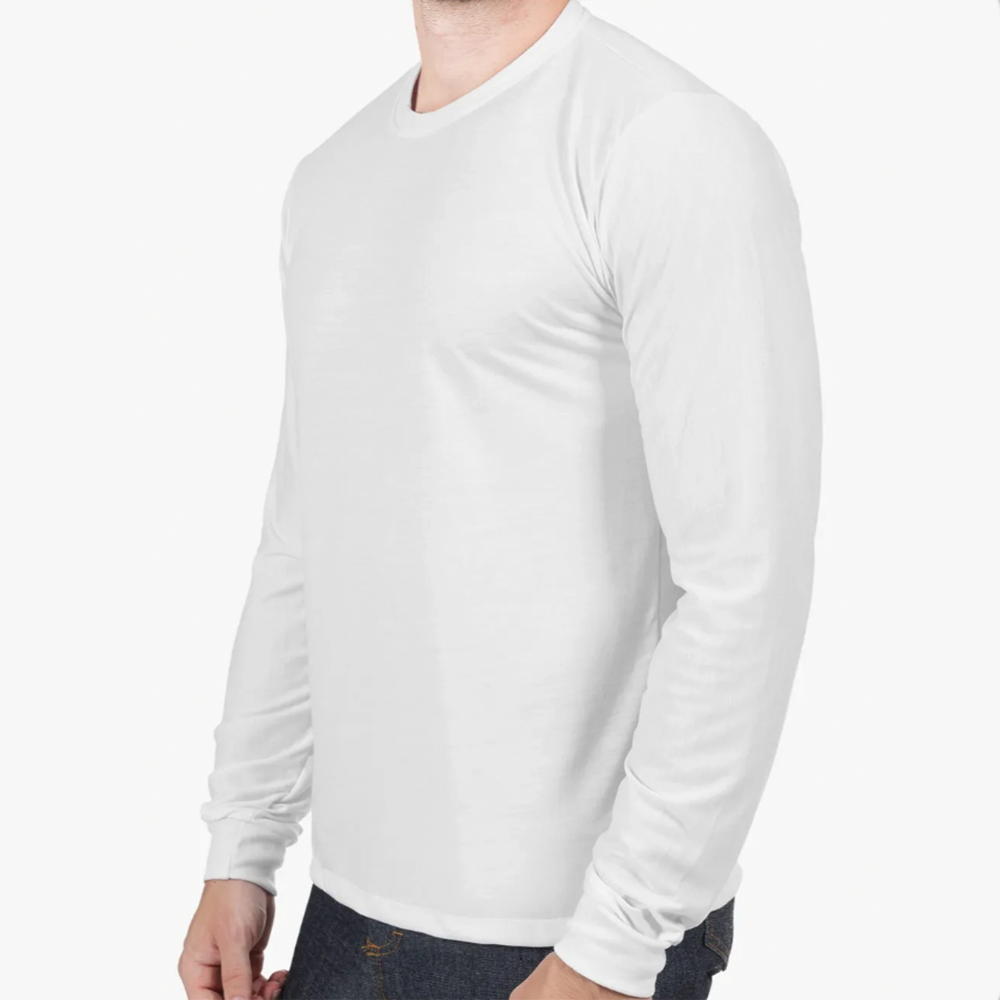 Camiseta Branca Malha PV Manga Longa Gola Redonda - Imagem 2