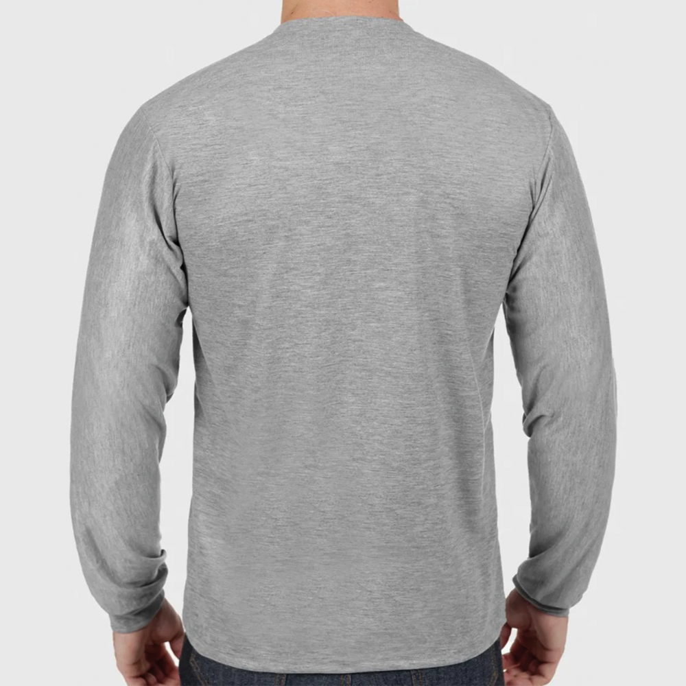 Camiseta Cinza Mescla Malha PV Manga Longa Gola Redonda - Imagem 3