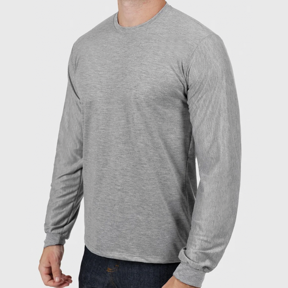 Camiseta Cinza Mescla Malha PV Manga Longa Gola Redonda - Imagem 2