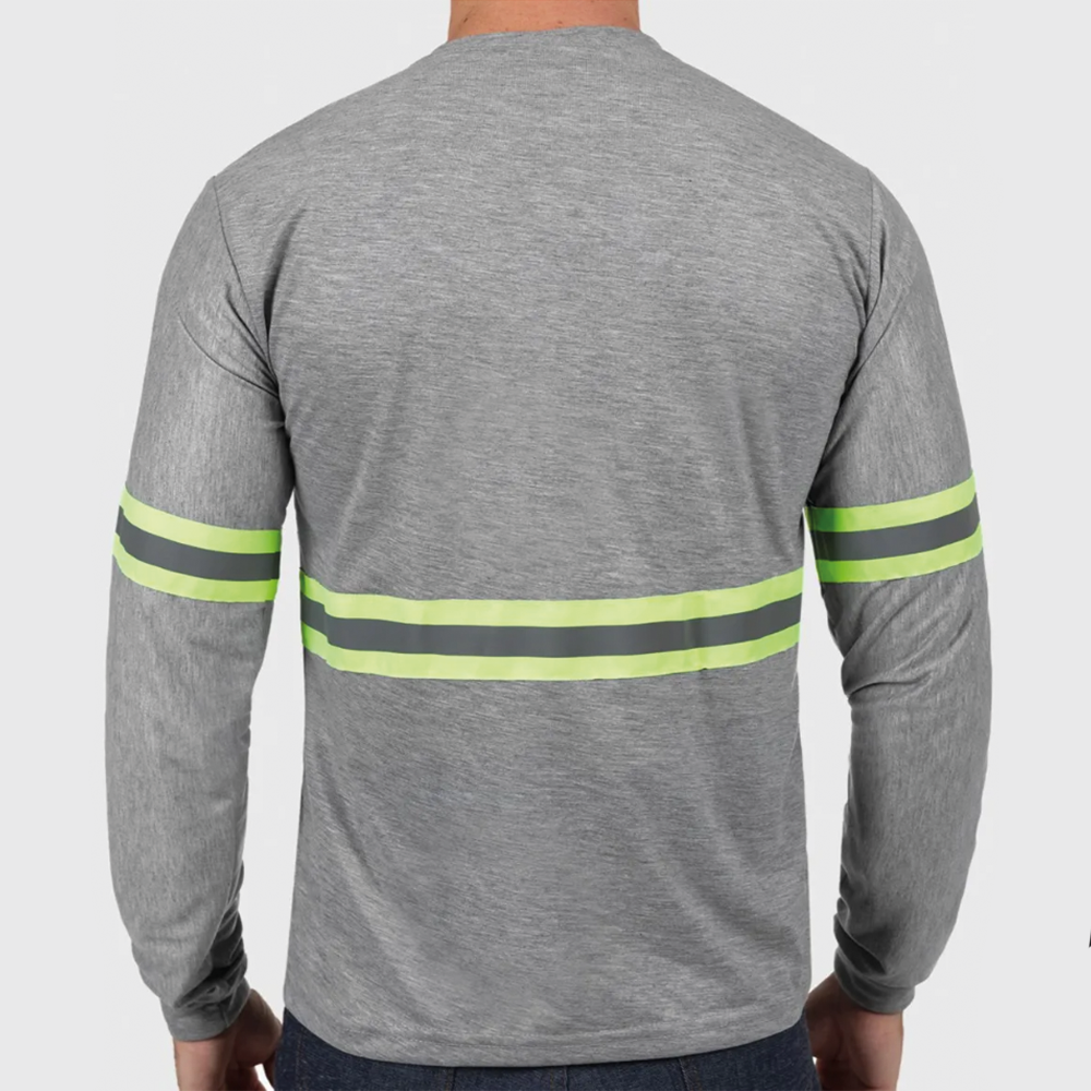 Camiseta Refletiva Cinza Mescla Malha PV Manga Longa Gola Redonda - Imagem 3