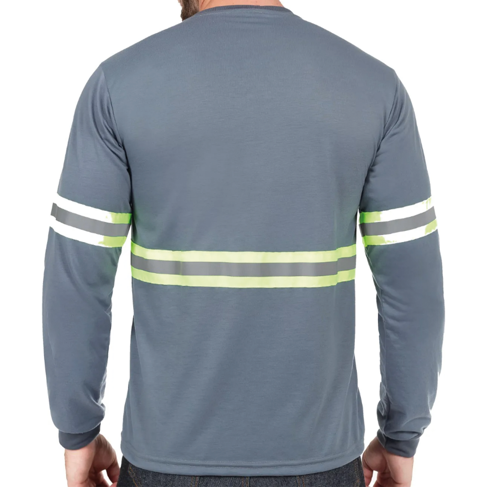 Camiseta Refletiva Cinza Malha PV Manga Longa Gola Redonda - Imagem 3