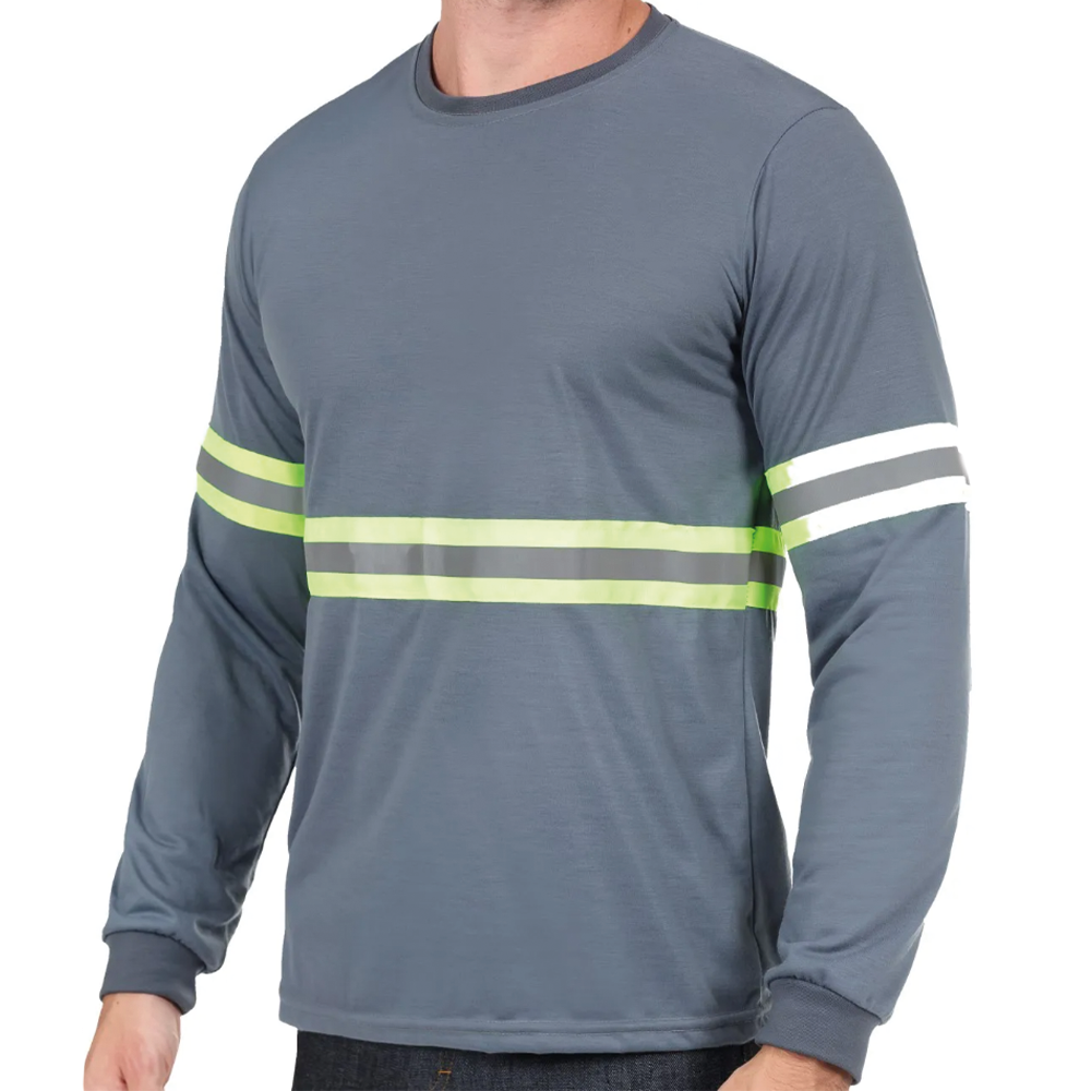 Camiseta Refletiva Cinza Malha PV Manga Longa Gola Redonda - Imagem 2