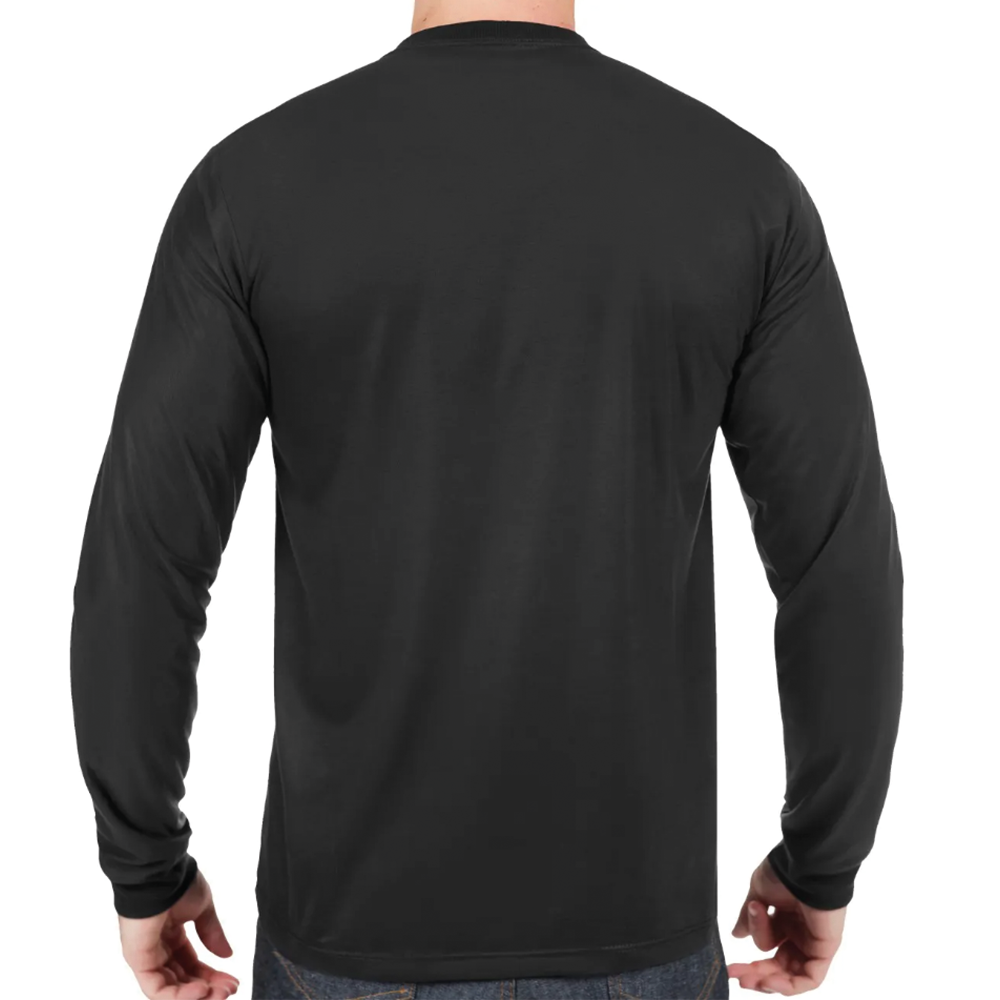 Camiseta Preta Malha PV Manga Longa Gola Redonda - Imagem 3