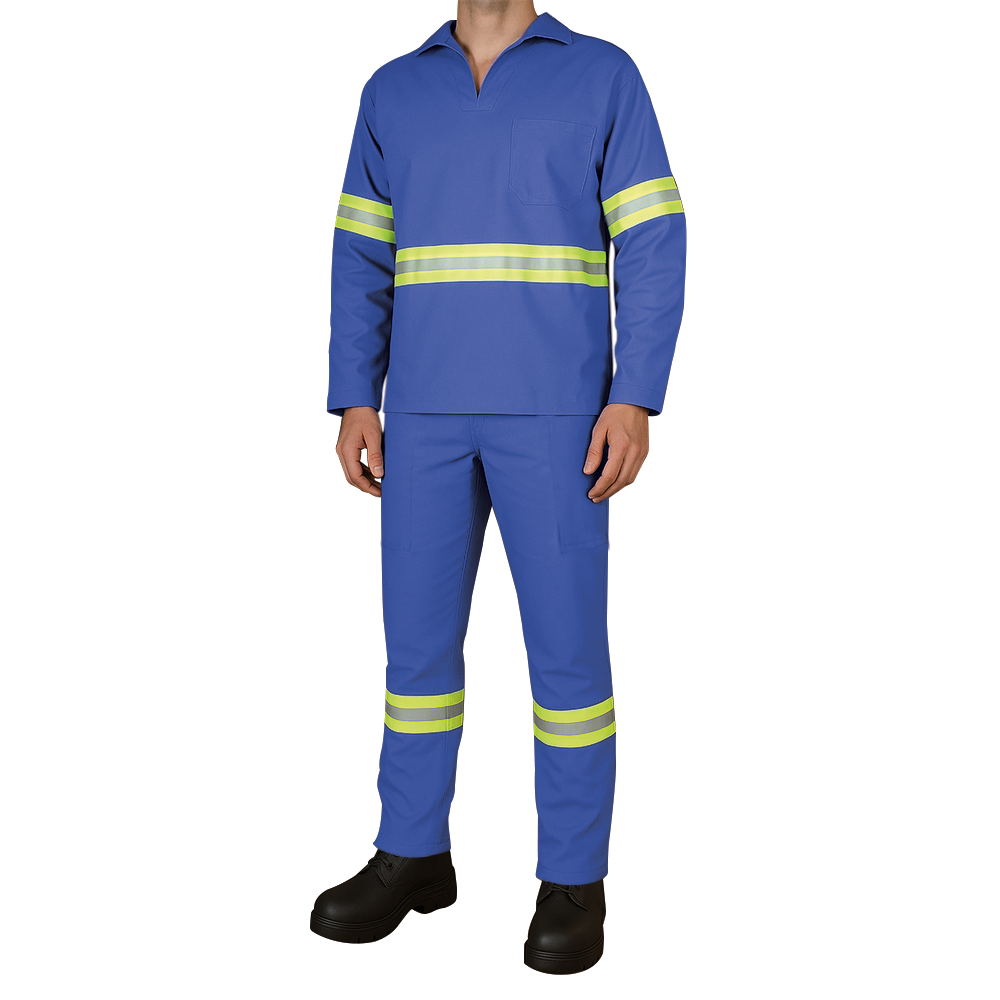 Conjunto Brim Refletiva Uniforme Profissional Manga Longa Azul Royal