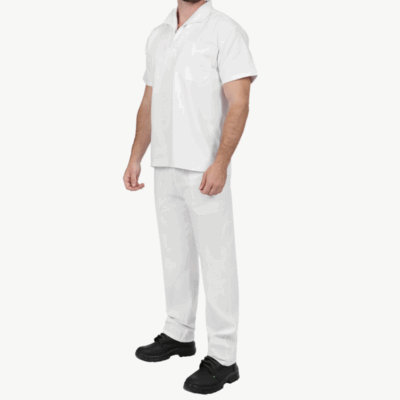 Conjunto Brim Leve Uniforme Profissional Manga Curta Branca