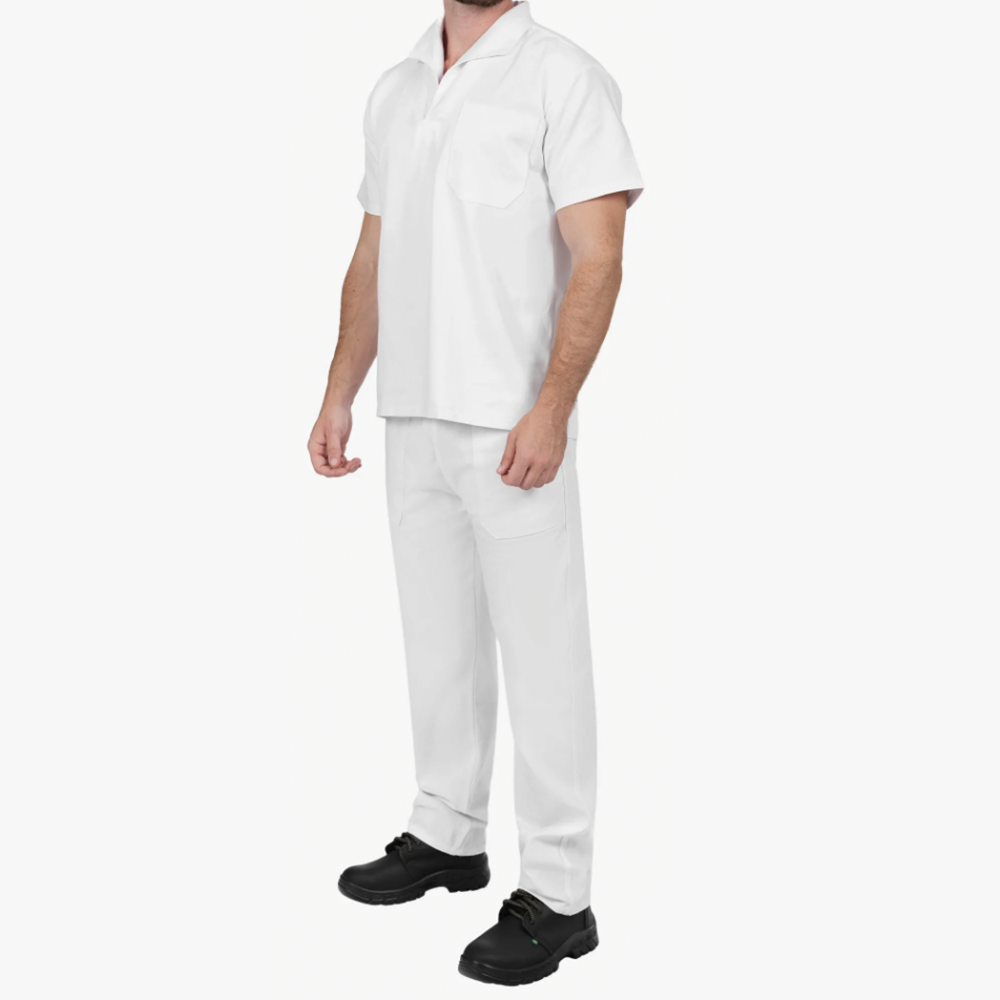 Conjunto Brim Leve Uniforme Profissional Manga Curta Branca - Imagem 2