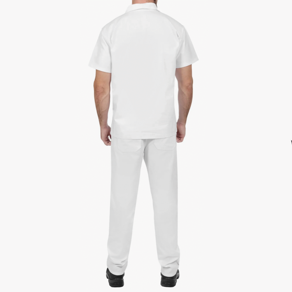 Conjunto Brim Leve Uniforme Profissional Manga Curta Branca - Imagem 3