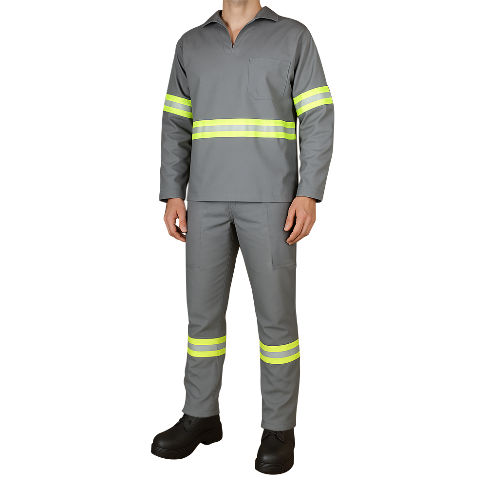 Conjunto Brim Refletiva Uniforme Profissional Manga Longa Cinza