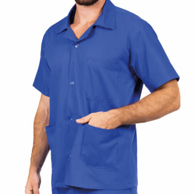Jaleco Brim Manga Curta Com 3 Bolsos Uniforme Profissional Royal