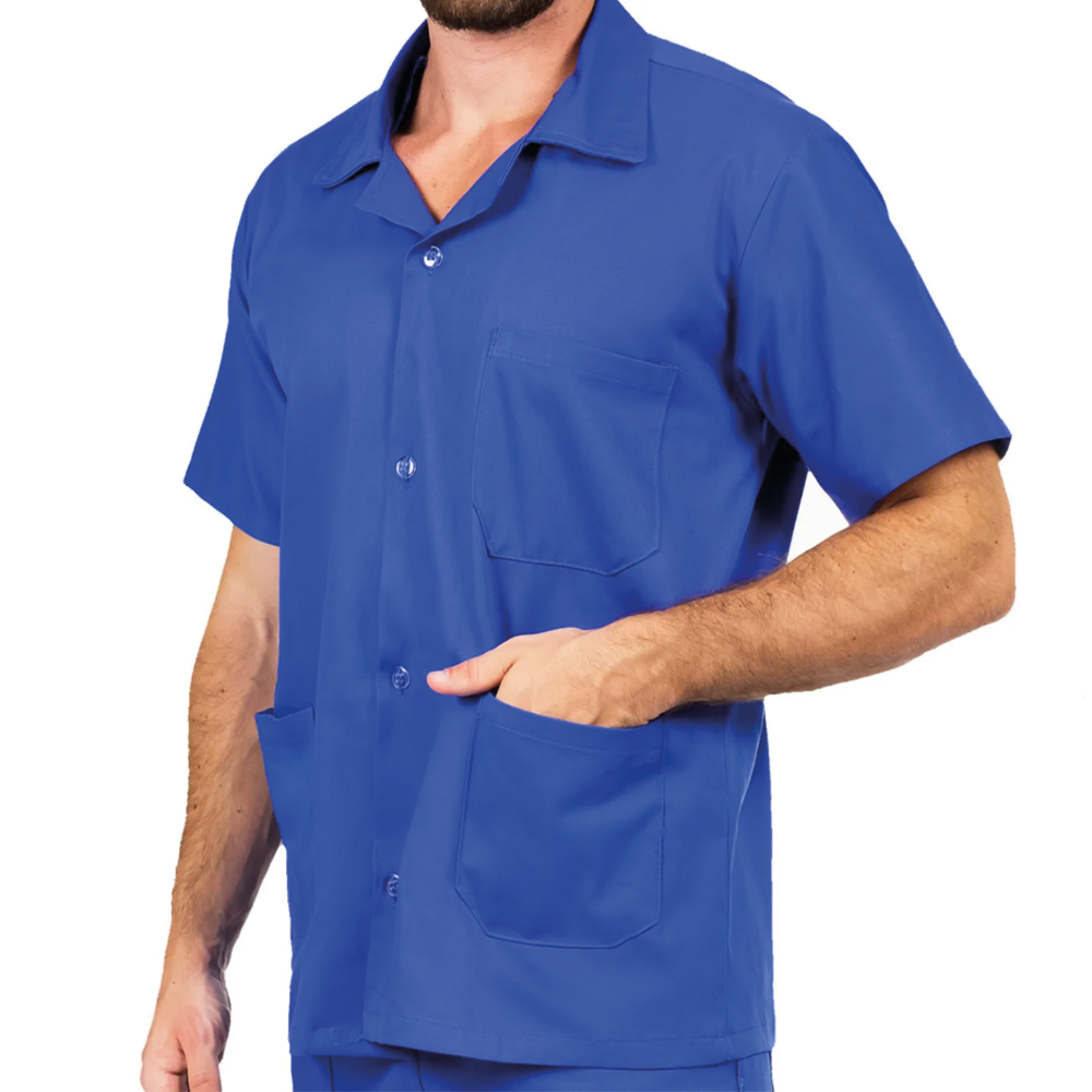 Jaleco Brim Manga Curta Com 3 Bolsos Uniforme Profissional Royal - Imagem 2