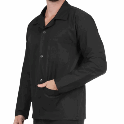 Lançamento Jaleco Brim Manga Longa Com 3 Bolsos Uniforme Profissional Preto