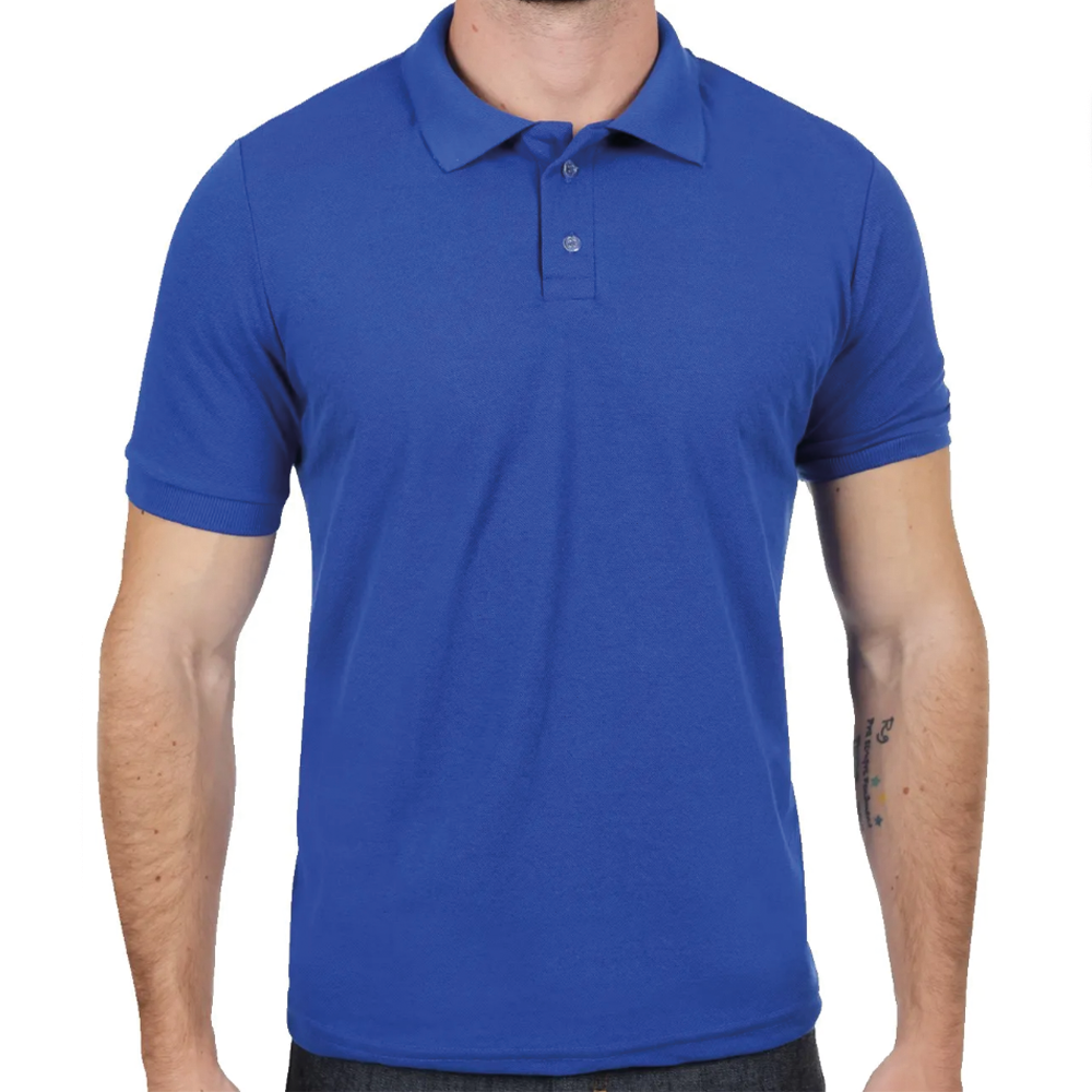 Camisa Polo Masculina Piquet Manga Curta Azul Royal